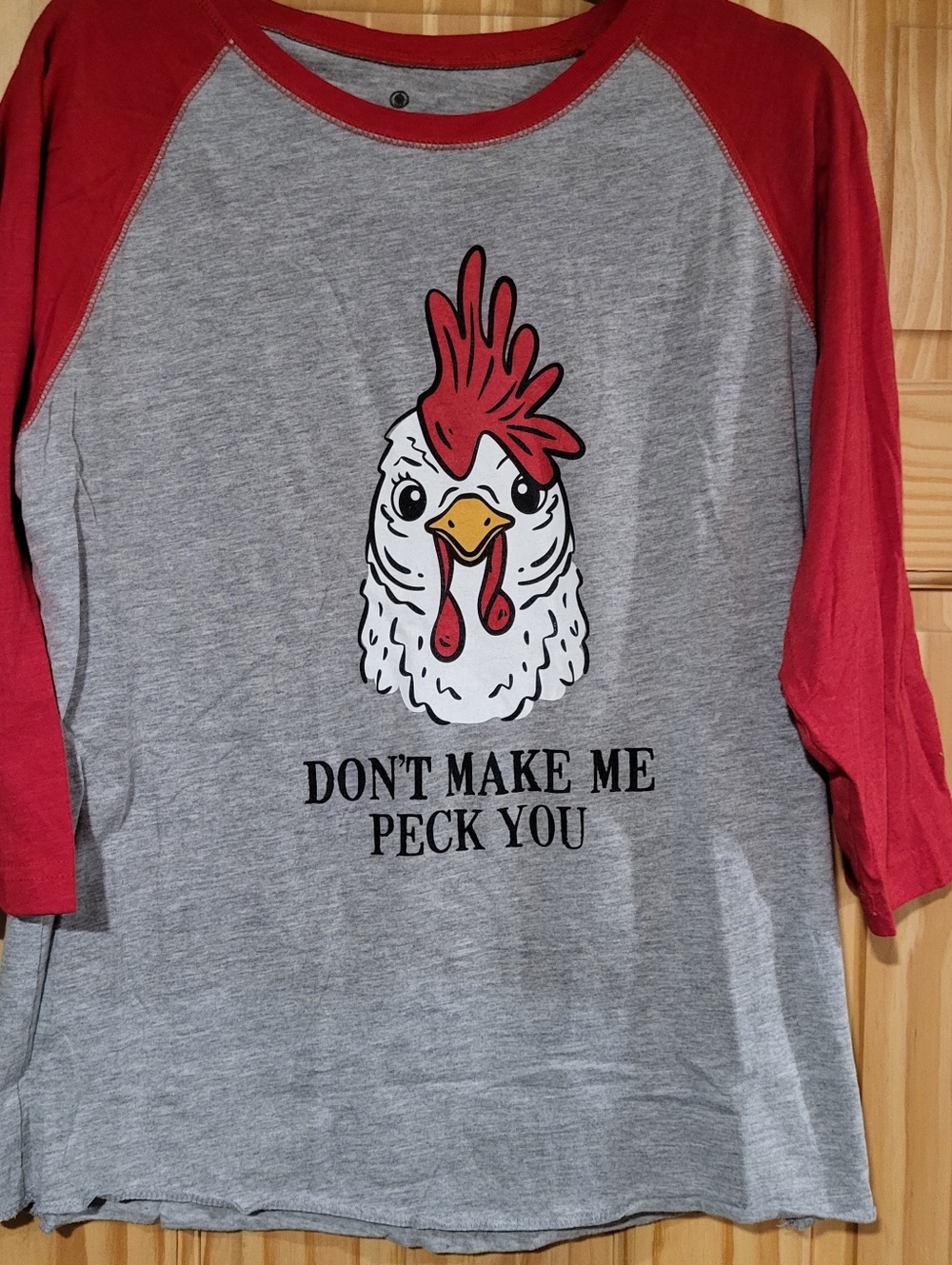 Gray & Red Raglan Tee with Chicken Graphic By Paula Deen